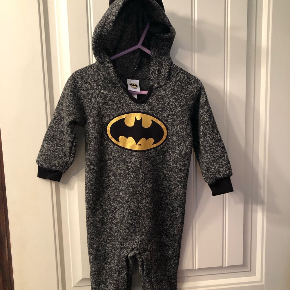 Batman Gray Knit Outfit with Iconic Logo